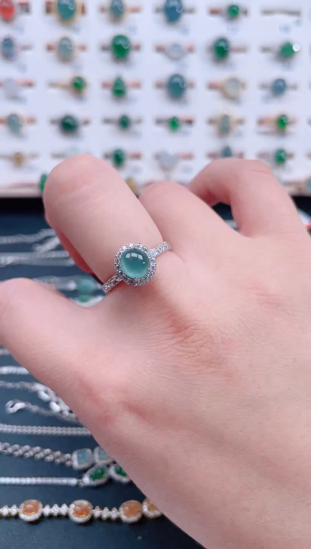 银S925镶嵌戒指翡翠天然翡翠