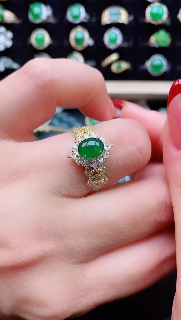 【闪购商品】翡翠戒指银S925镶嵌212121