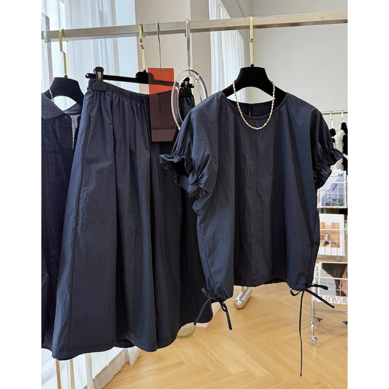 2025超火穿搭韩里韩气两件套巨好看小衫阔腿裙裤套装夏装一整套女