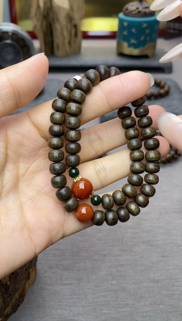 【闪购商品】沉香手串富森红土6*8玉化沉水＋配饰双圈设计