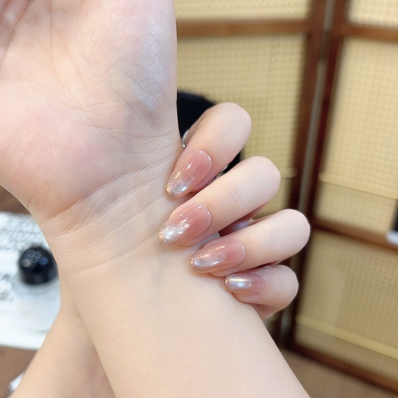 【极光之恋】 纯欲裸色简约极光猫眼渐变气质纯手工穿戴甲温柔