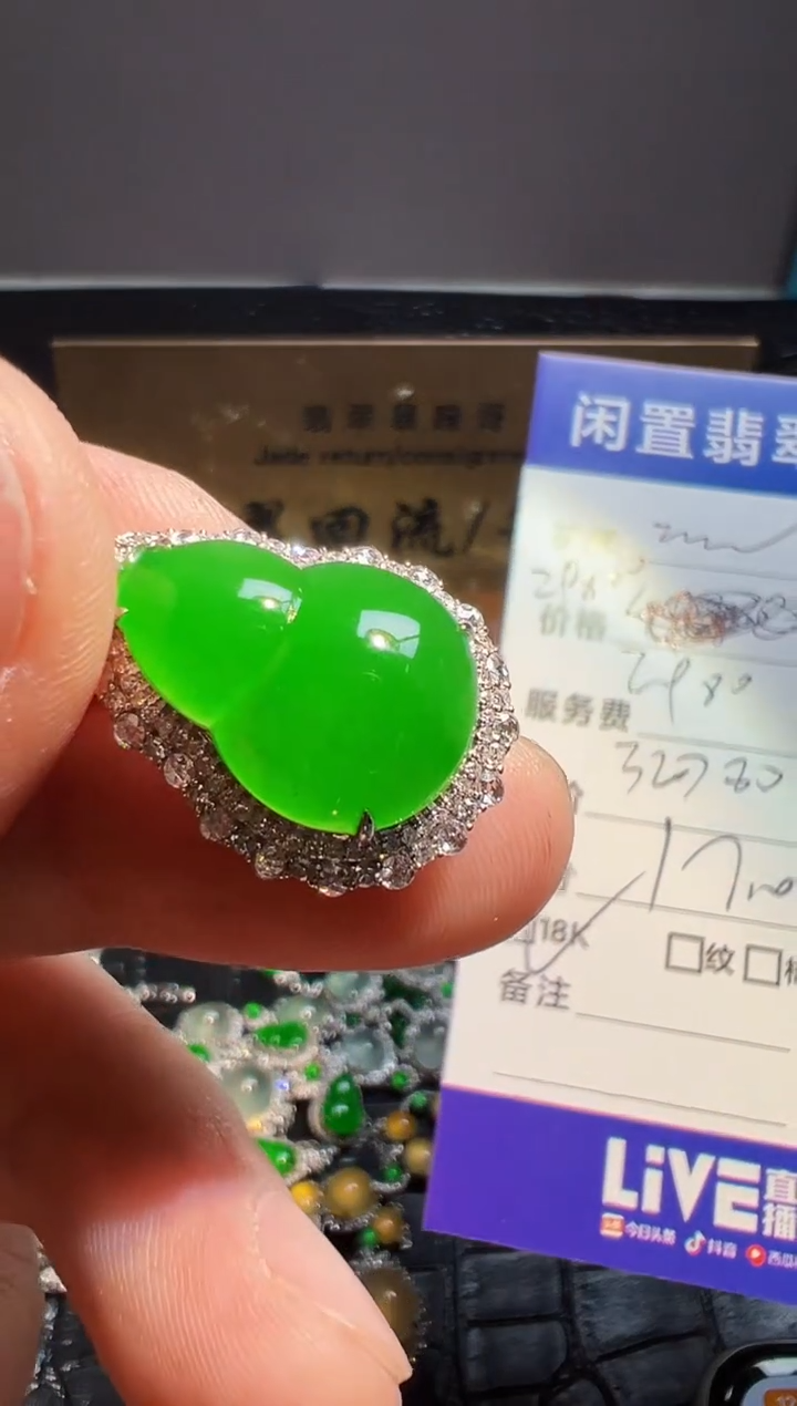 【闪购商品】翡翠颈饰18K金镶嵌翡翠回流