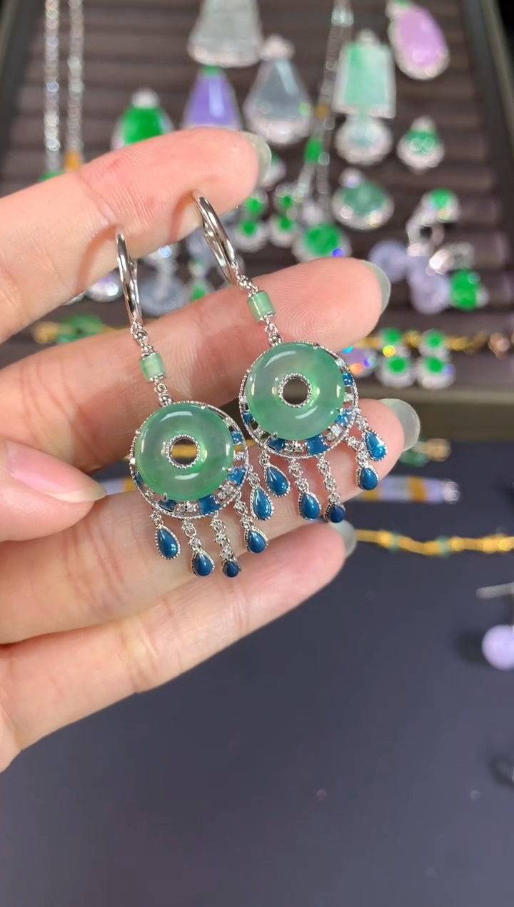 【闪购商品】翡翠耳饰18K金镶嵌C26|8800