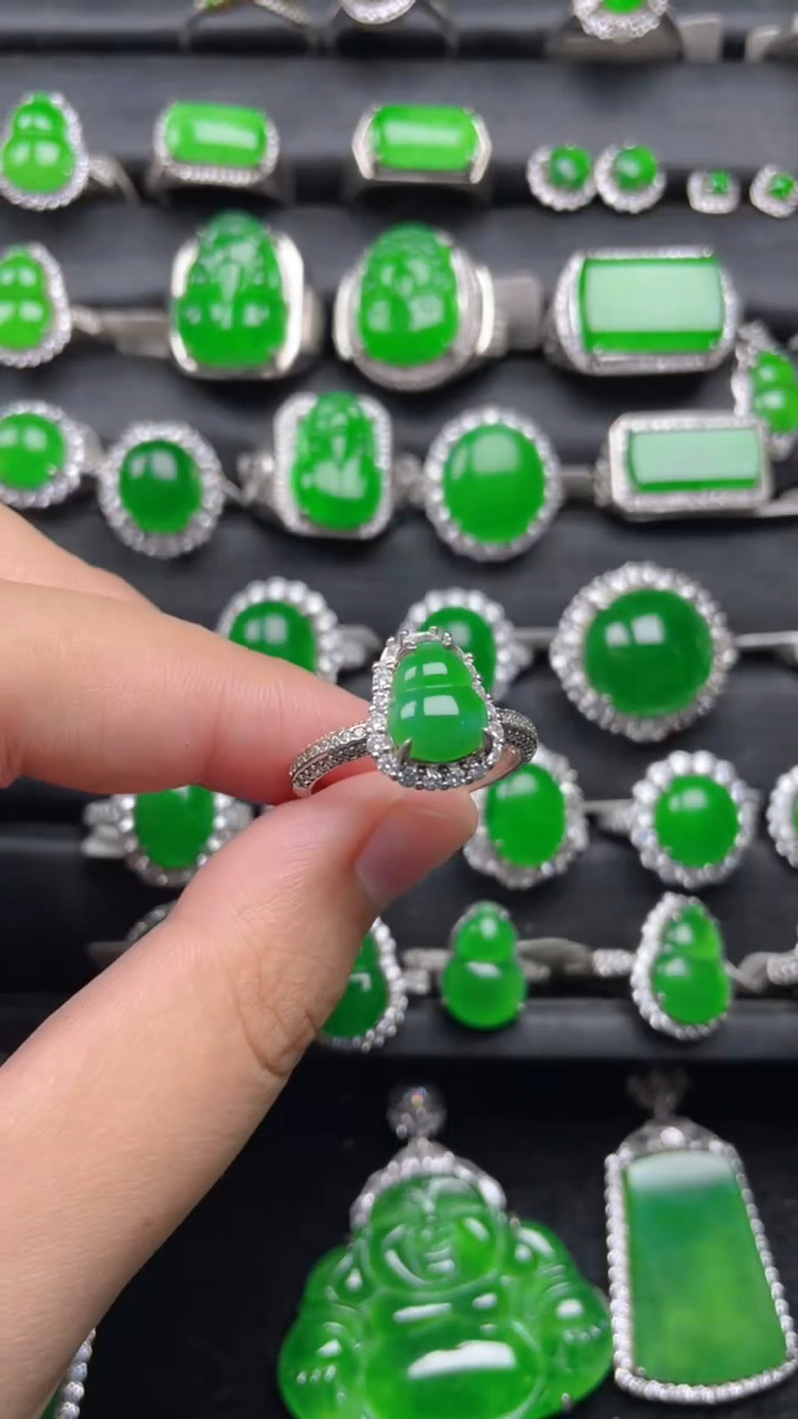 银S925镶嵌戒指翡翠翡翠