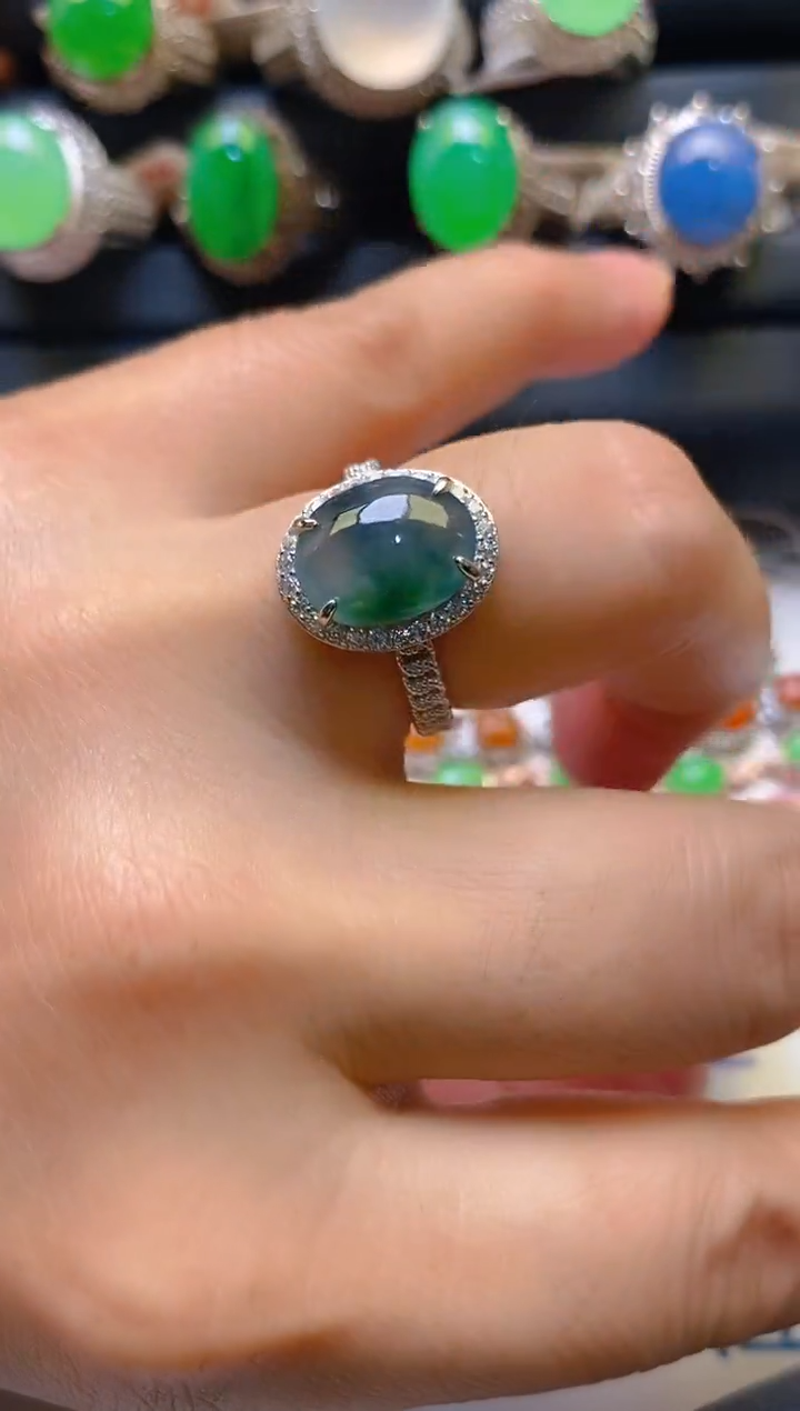 【闪购商品】翡翠耳饰银S925镶嵌天然A货翡翠1