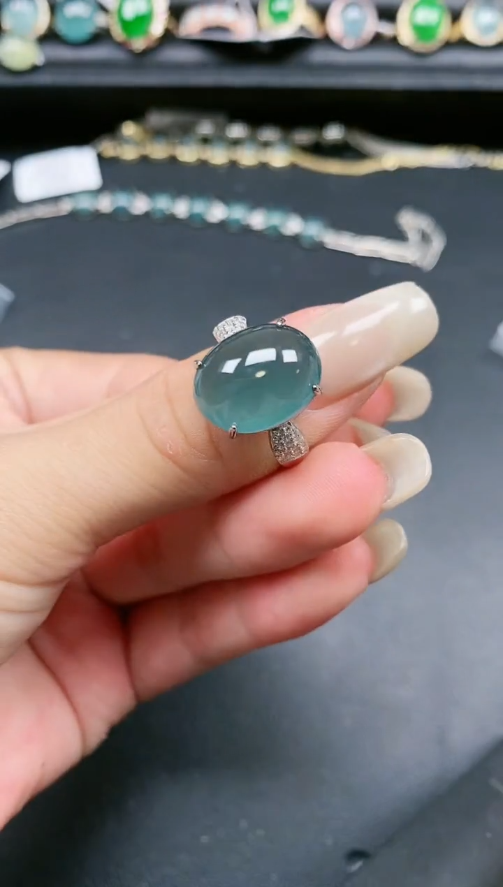 翡翠戒指银S925镶嵌1111111