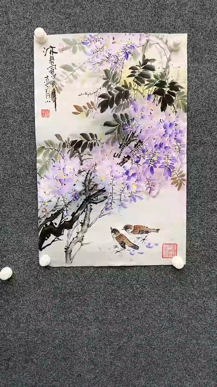 【闪购商品】国画2.17-郑志宗-四尺三开花鸟-100