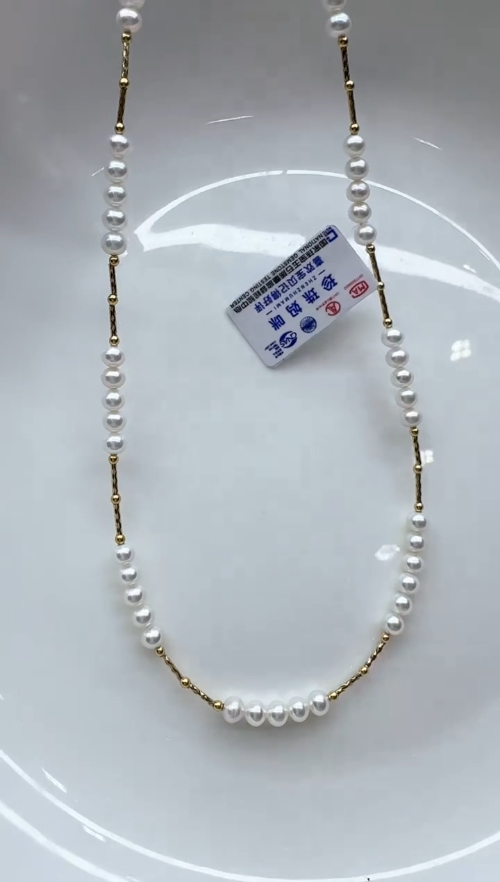 【闪购商品】淡水珍珠颈饰18K金镶嵌清货