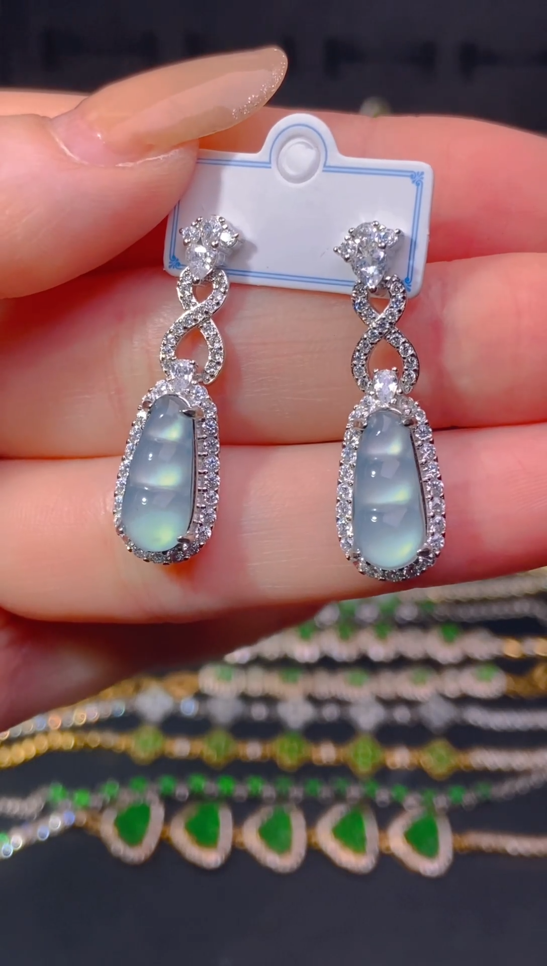 【闪购商品】翡翠耳饰未镶嵌天然翡翠A货58