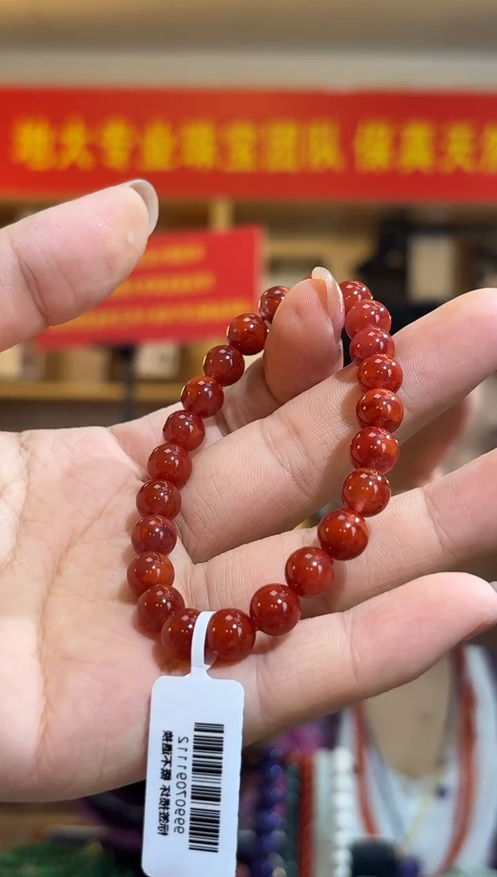未镶嵌手串南红玛瑙8mm九口火焰纹单圈手串多样性发一