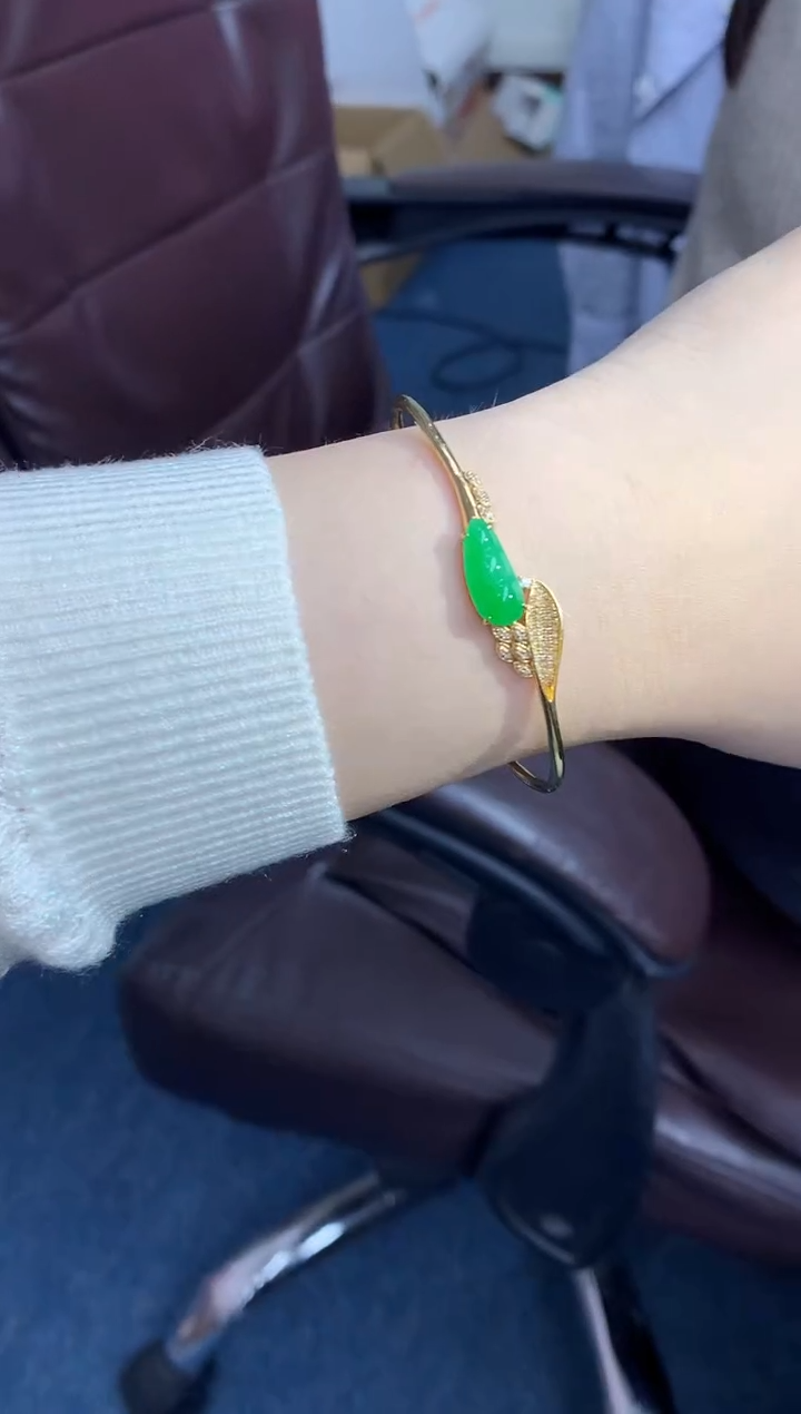 【闪购商品】翡翠手镯18K金镶嵌520-中国好珍宝