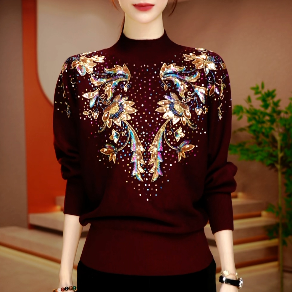 P260039-秋冬新款抗起球针织羊毛衫减龄洋气宽松女士气质时尚