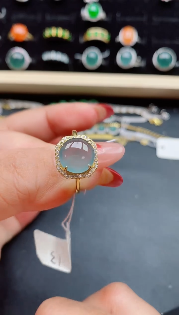 【闪购商品】翡翠戒指银S925镶嵌32132