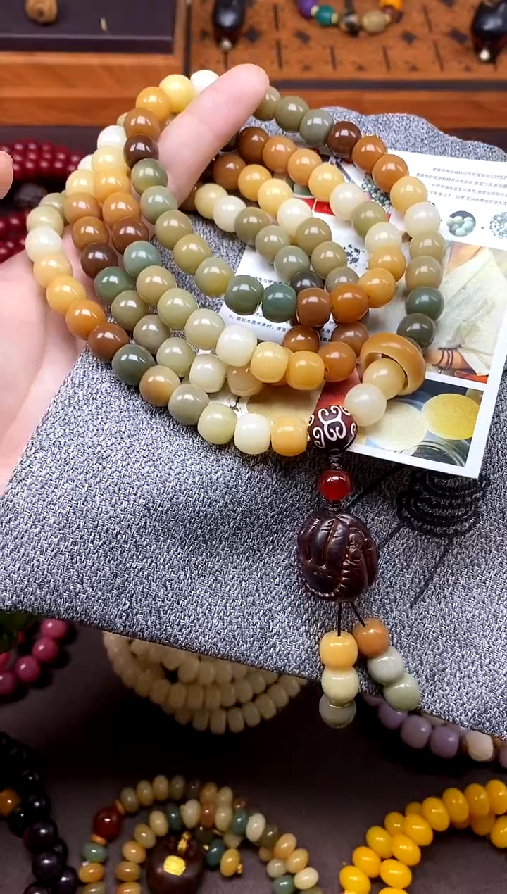 白玉菩提手串敦煌问天 菩提多圈108fo手串