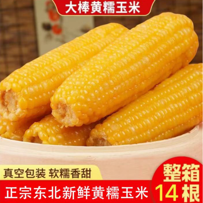 【整箱14根7斤】东北大黄糯玉米一大箱(试吃4根)