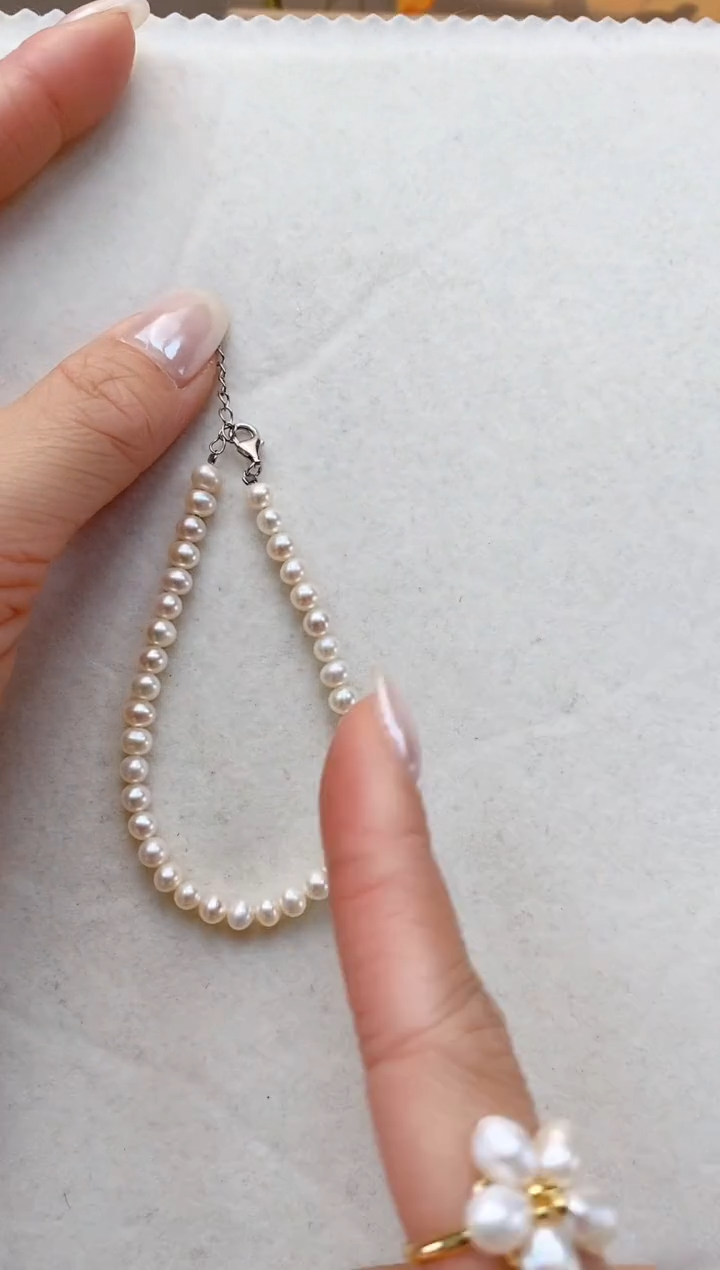 【闪购商品】淡水珍珠项链银S925镶嵌极光白鹅蛋手链