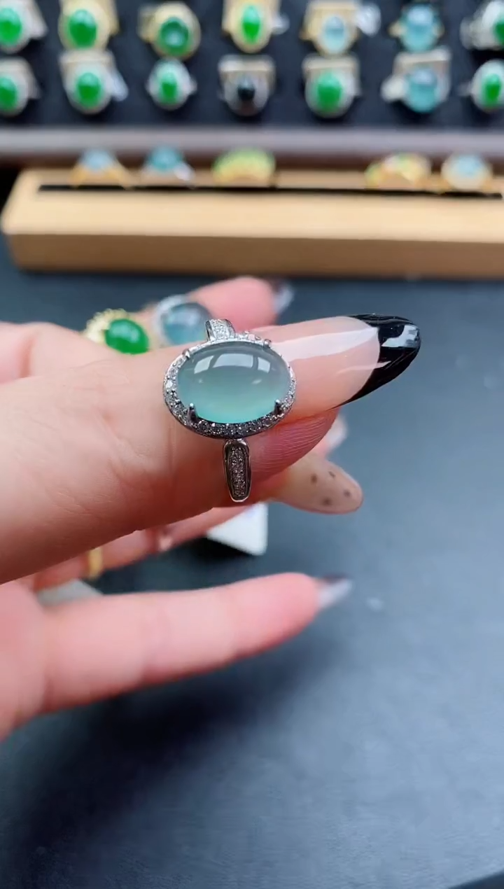 银S925镶嵌戒指翡翠1