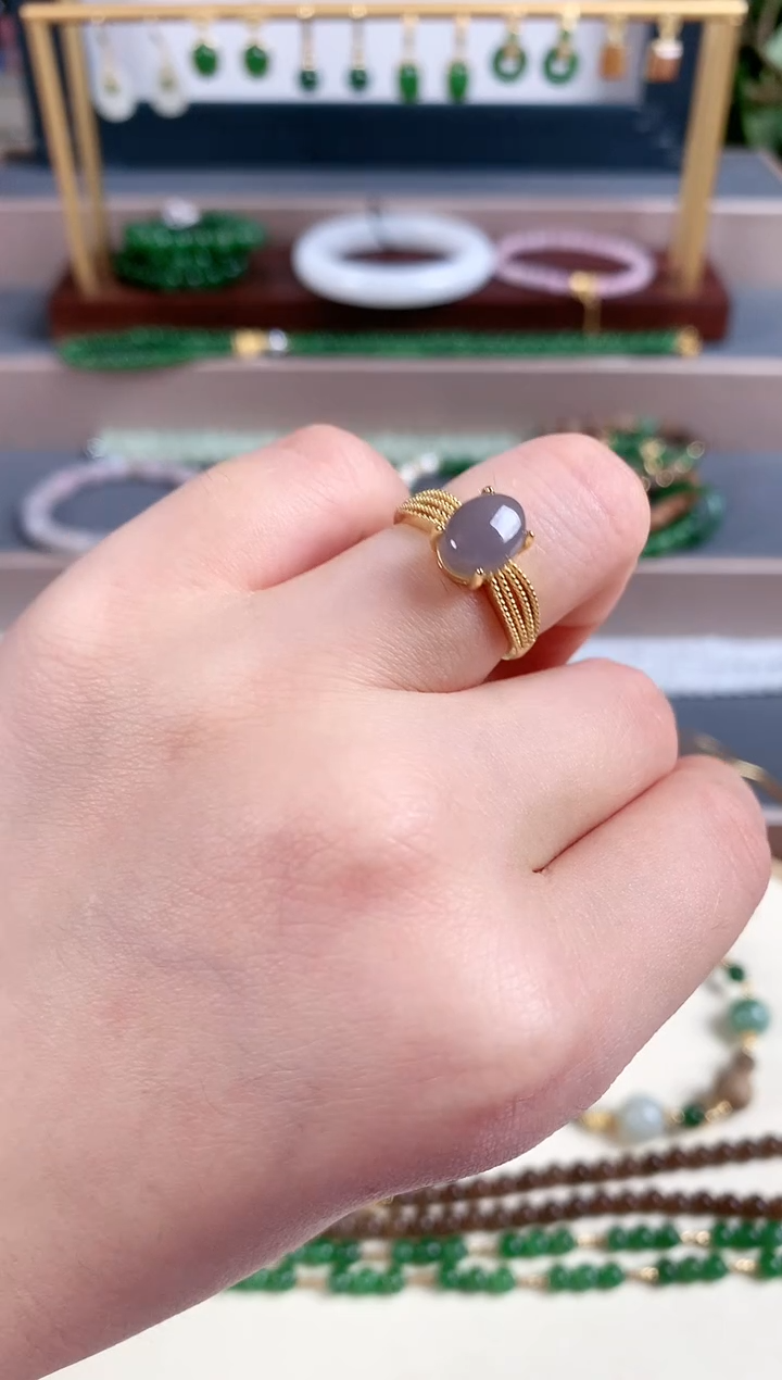 银S925镶嵌戒指和田玉1