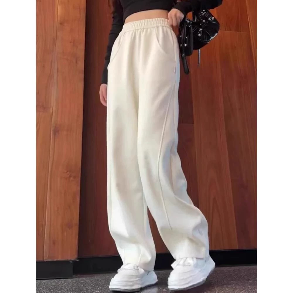 阔腿裤女秋冬加厚慵懒风垂感软糯休闲直筒裤