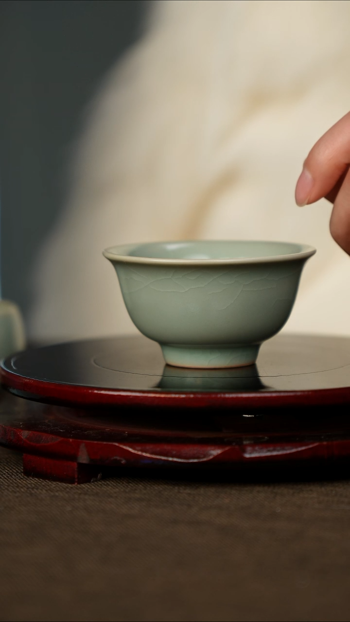 全品 压手杯  仿古釉