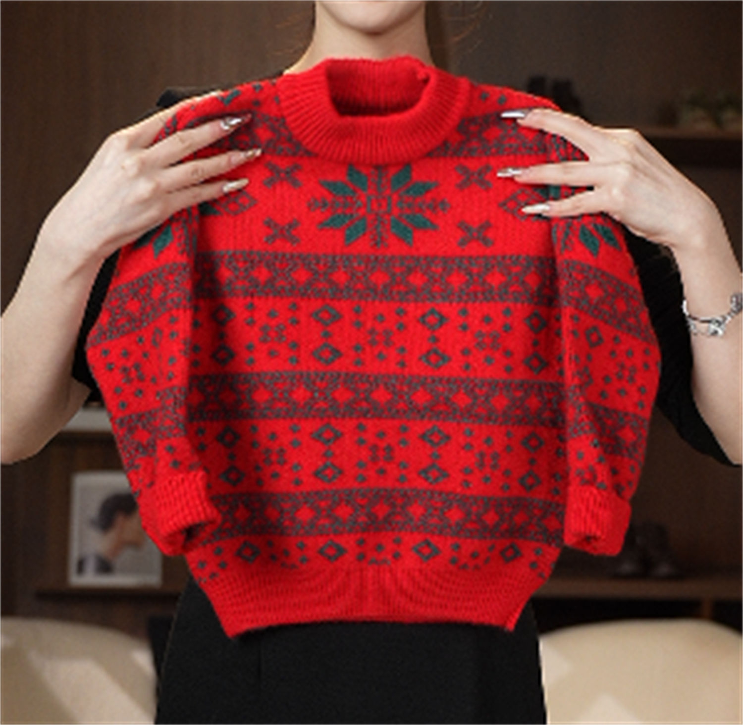 【CW】设计师款   加厚复古拜年套头毛衣 “柔软保暖”MY