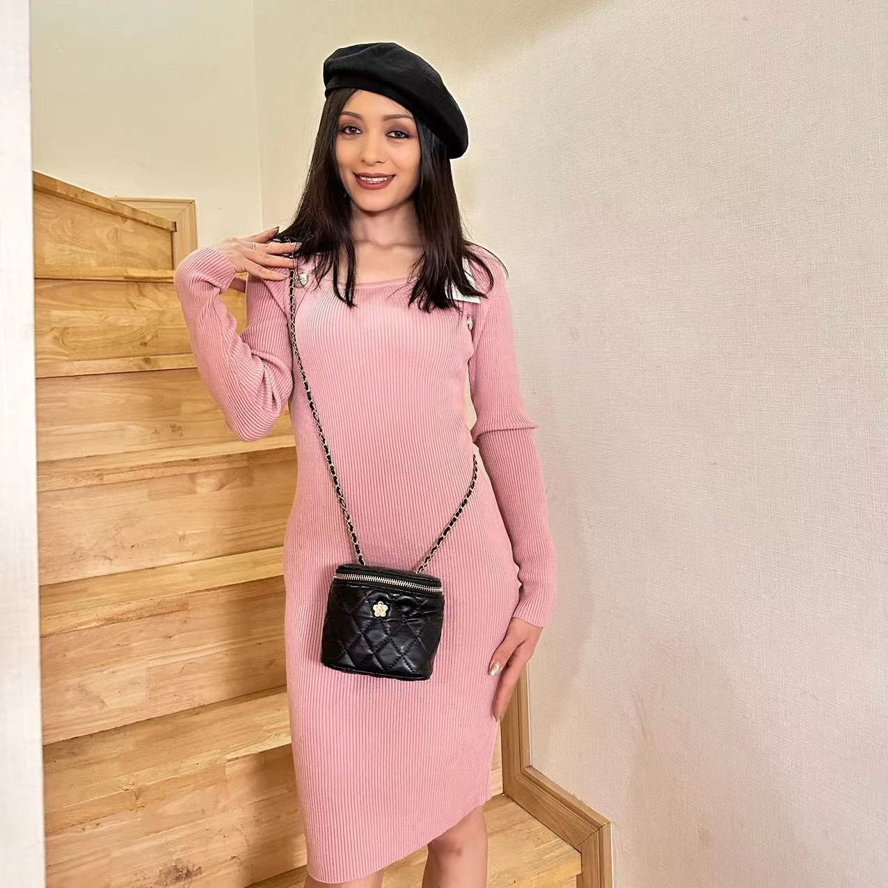 [121-180]百搭开衫款长袖夏季V领连帽紫色家居服毛针织衫韩版毛衣