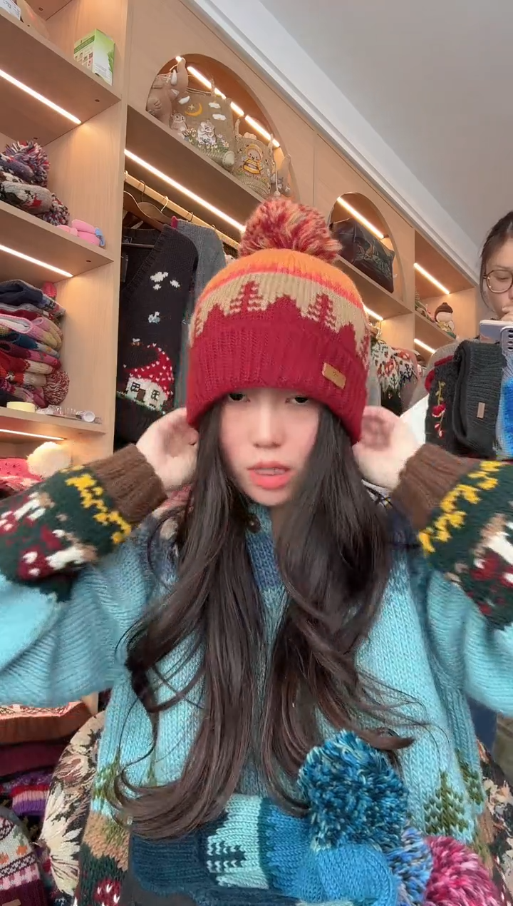 羊毛美利奴橘红树丫帽