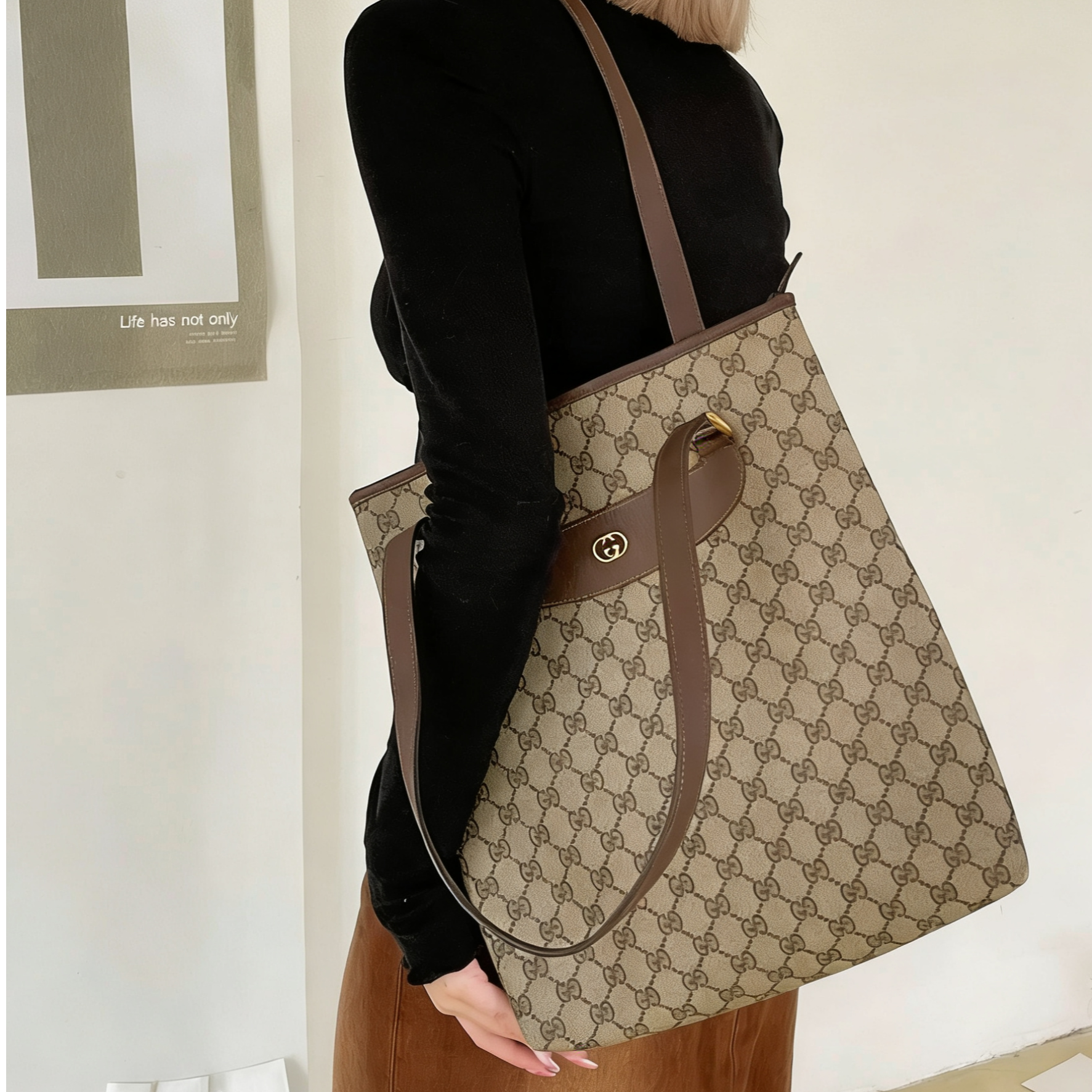 95新 GUCCI/古驰 M/古驰单肩托特包/15008