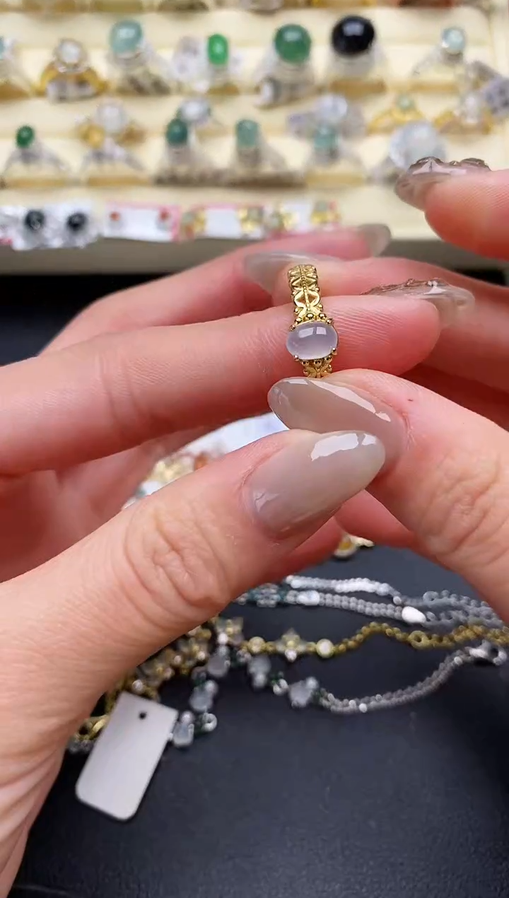 【闪购商品】翡翠戒指银S925镶嵌缅甸翡翠2  7+8