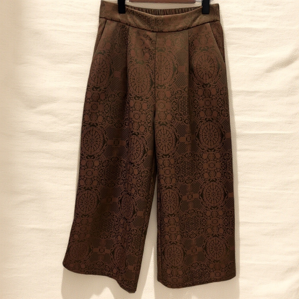 849【云锦坊】新款时尚休闲百搭复古重磅八大运缂丝提花阔腿裤