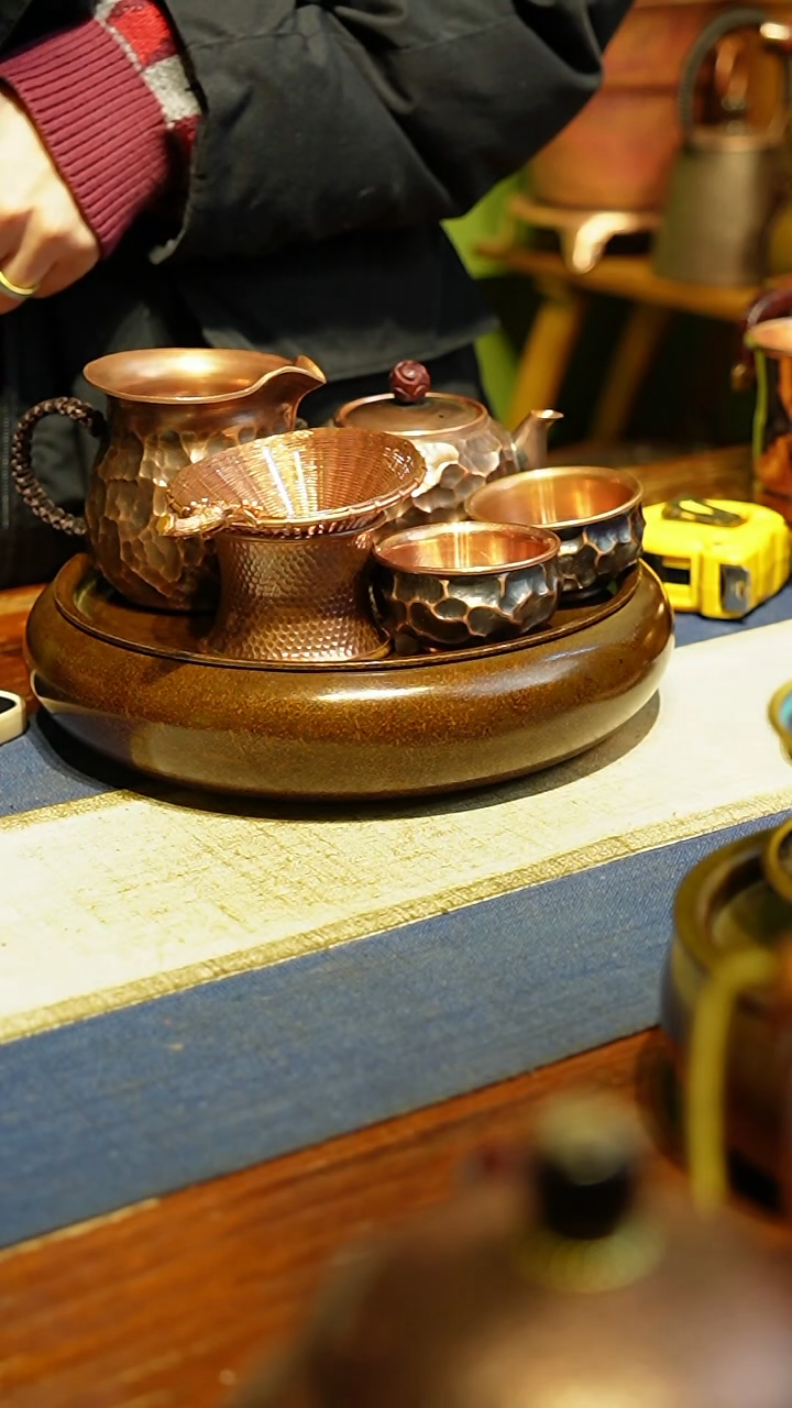 【闪购商品】紫铜泡茶壶6件套加大号壶承