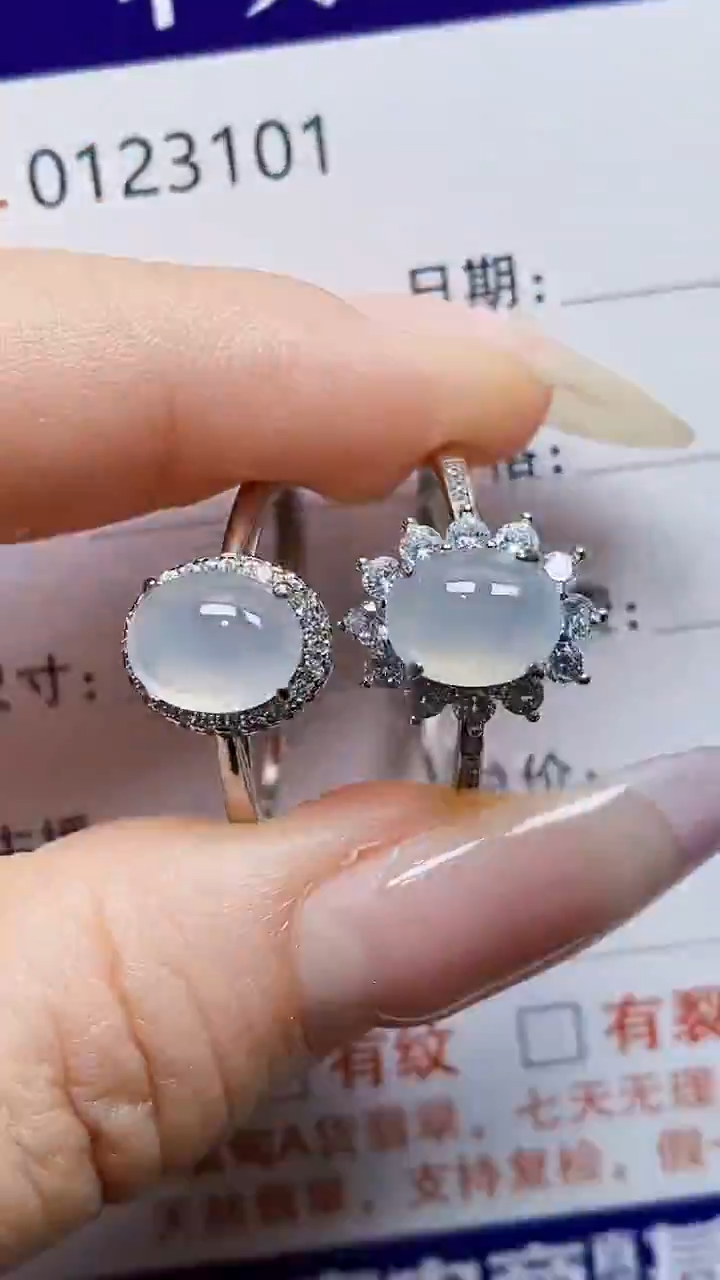 银S925镶嵌戒指翡翠3101