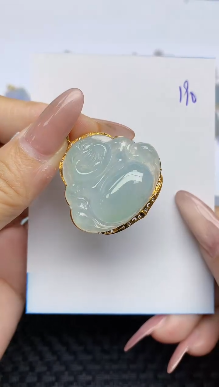 【闪购商品】翡翠颈饰18K金镶嵌天然A货翡翠 190