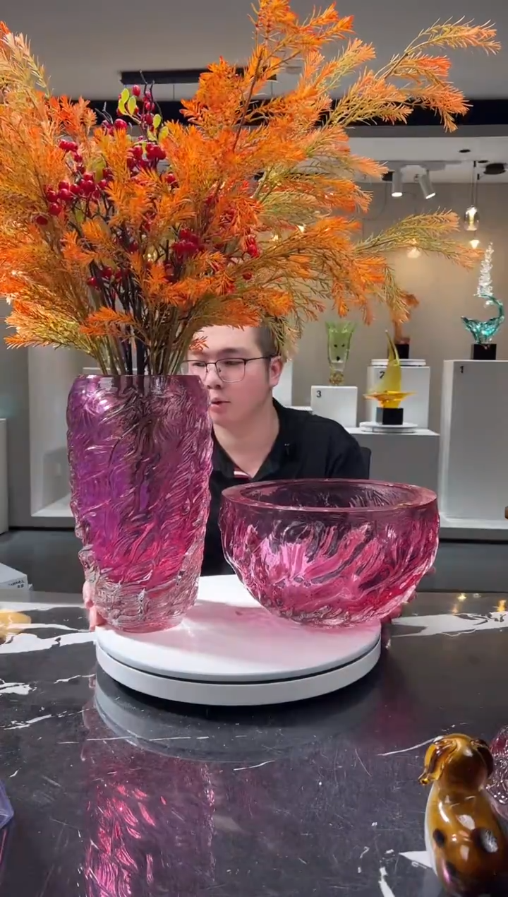 摆件茶**舞巴比特美学-翠羽明珠果盘+花器一套