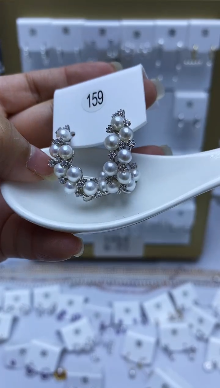 银S925镶嵌耳饰淡水珍珠159