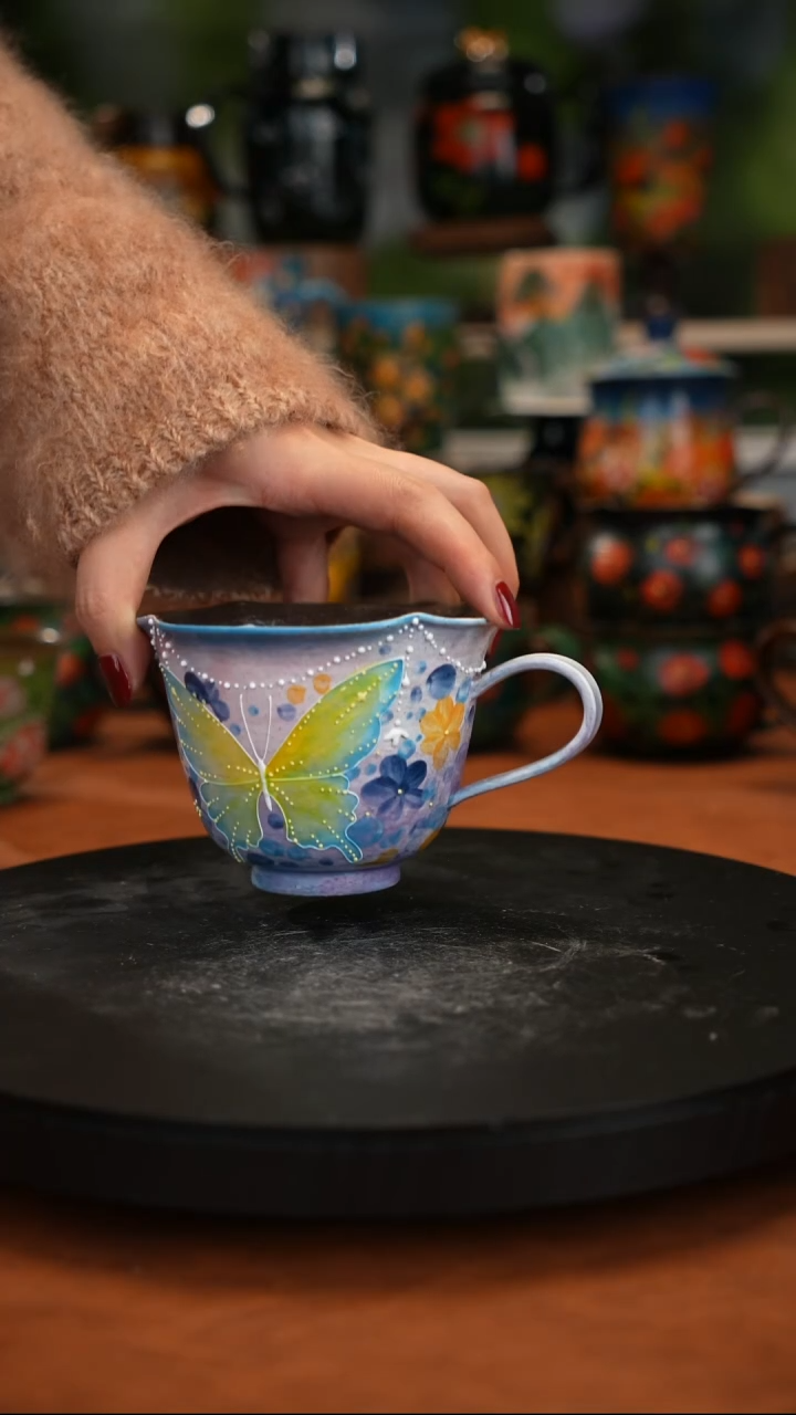 紫砂油画手绘釉下彩