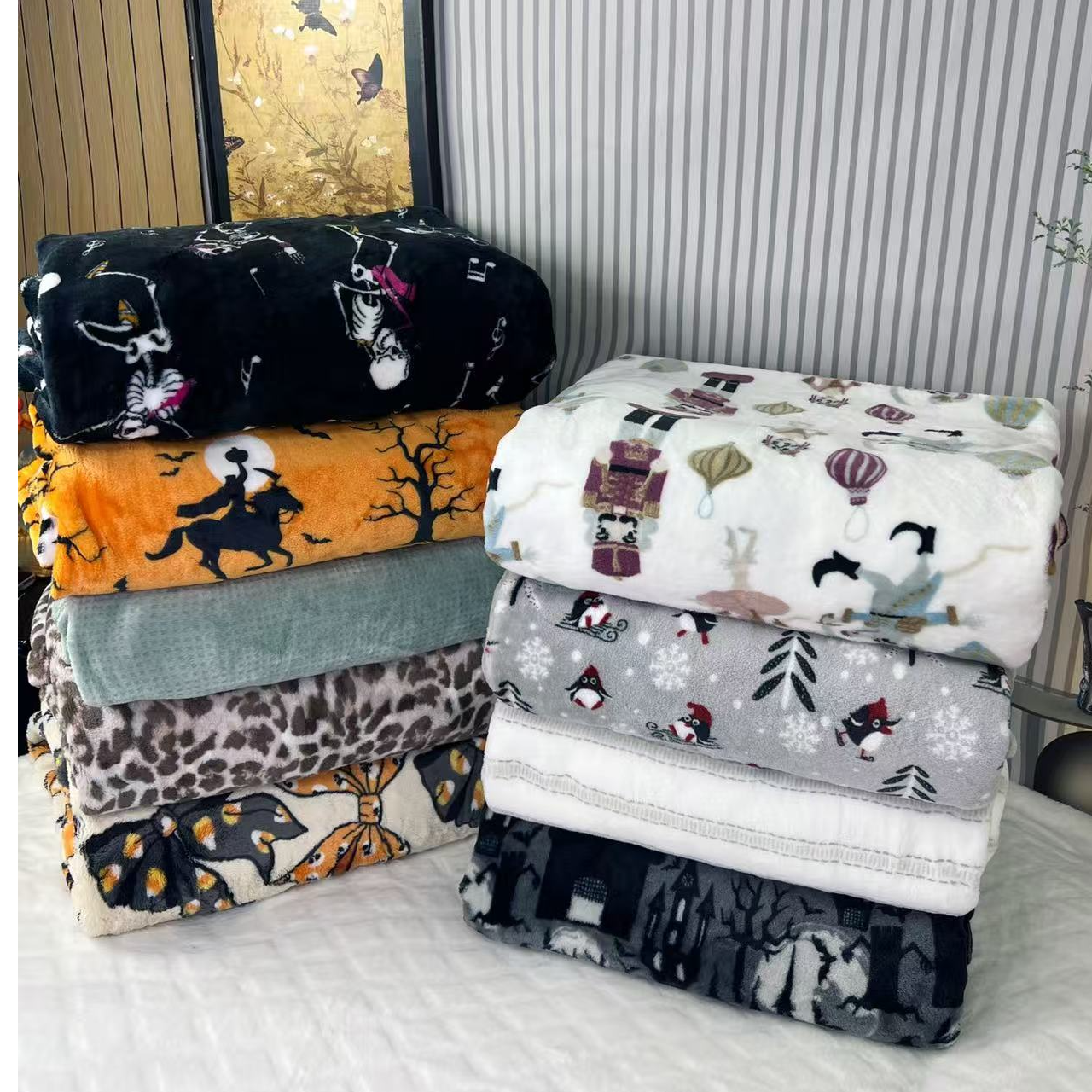【秋冬盖被】印花牛奶绒加厚.双面绒毛毯【颜色花型随机发不挑】柔软