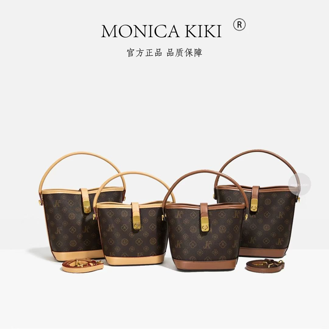 MONICA KIKI/莫妮卡奇奇经典水桶包韩版时尚高级质感单肩斜挎女包