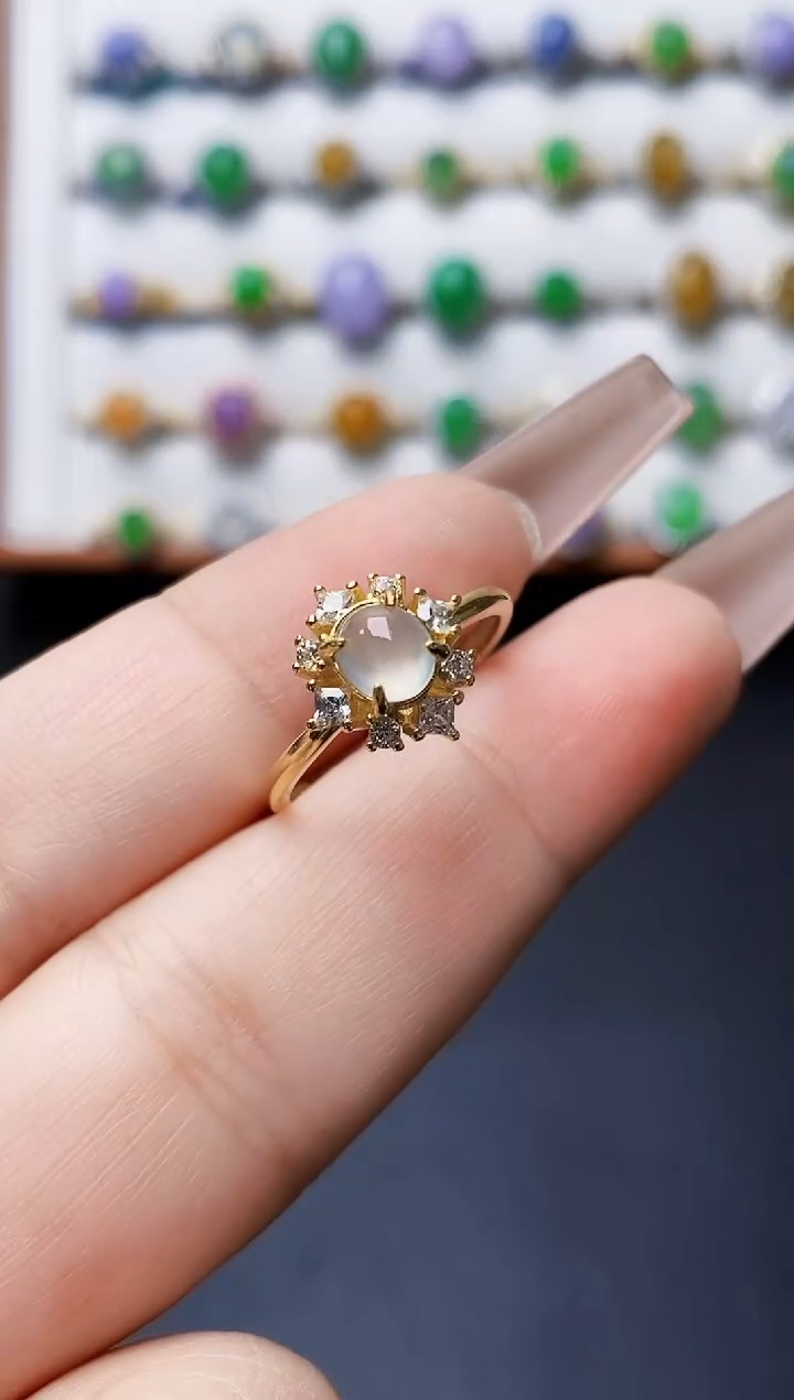 银S925镶嵌戒指翡翠5019