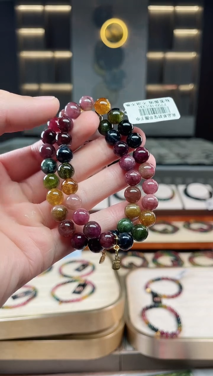 未镶嵌老矿碧玺彩虹单圈手串8mm+碧玺多样性发一条xion