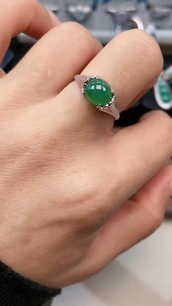 银S925镶嵌戒指翡翠6865
