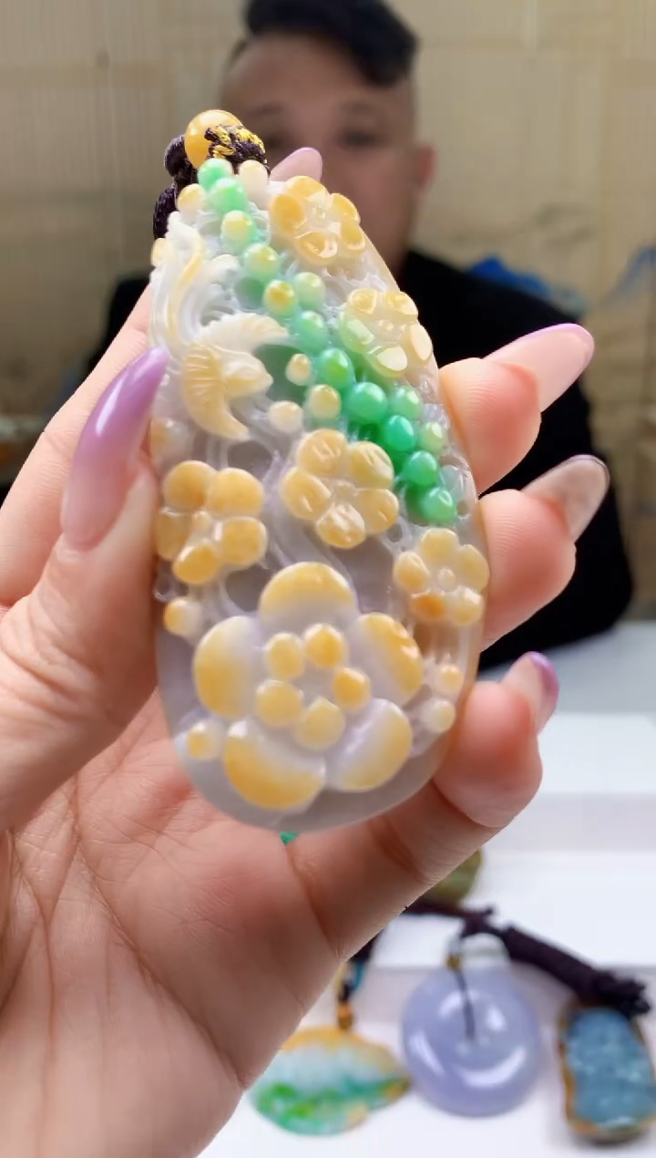 【闪购商品】定制翡翠未镶嵌4969ty-毛货挂件154