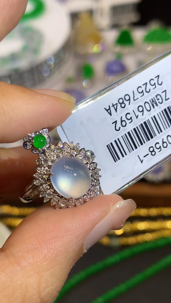 18K金镶嵌戒指翡翠SY多样性发其一