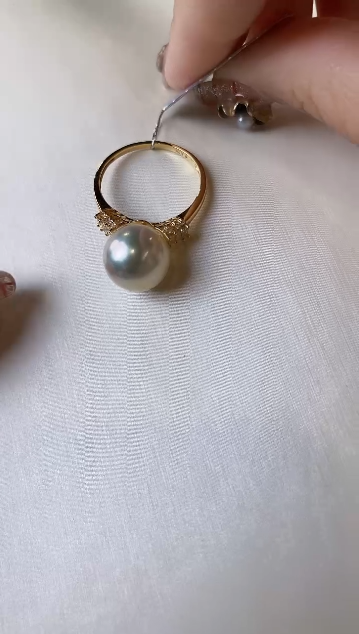 【闪购商品】海水珍珠戒指18K金镶嵌10-11海水珍珠戒指