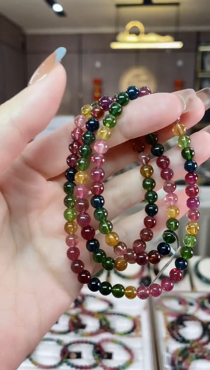 【闪购商品】碧玺三圈手串5mm+未镶嵌一物一证dan