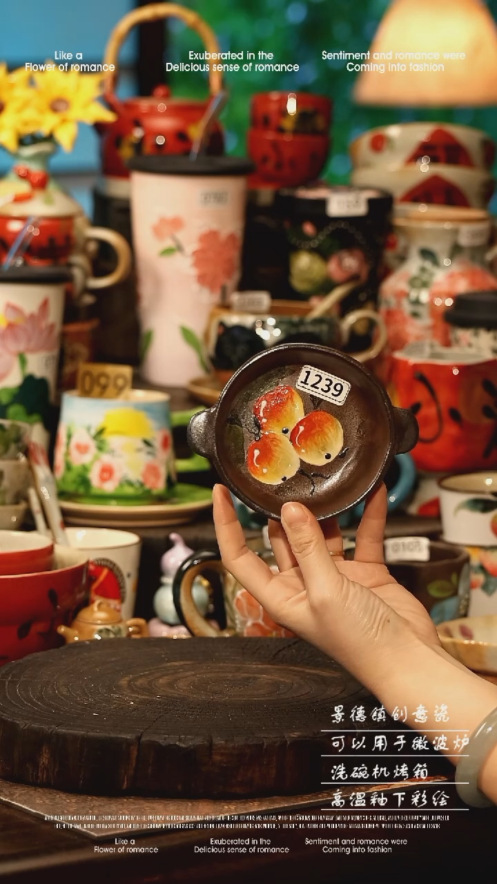 陶瓷景德镇高温釉下彩手工手绘款式@A1239@