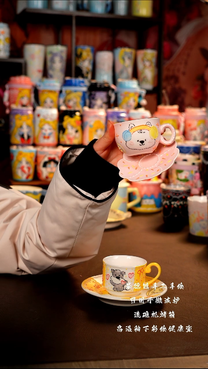 景德镇手工手绘陶瓷杯杯