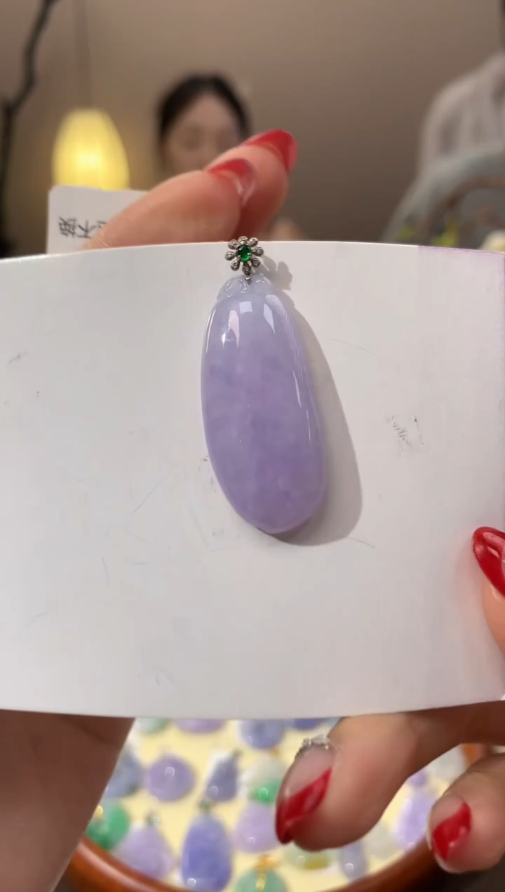 【闪购商品】翡翠颈饰18K金镶嵌天然缅甸a货翡翠