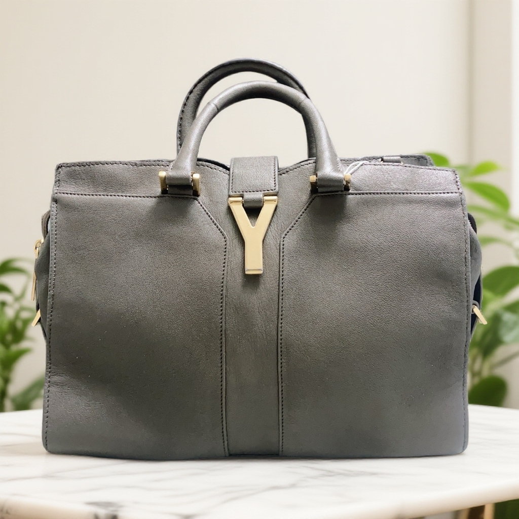 95新 YSL/圣罗兰 大象灰色手提包  1854 9282 