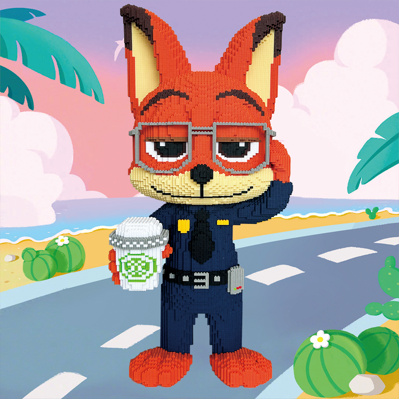 42CM大号警官尼克系列积木儿童益智拼装男女孩手工玩具儿童思维